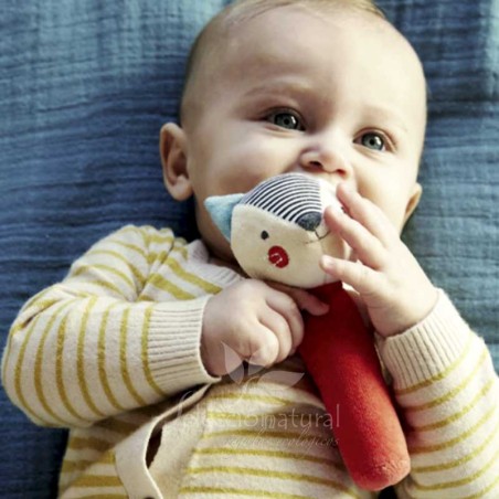 Juguete ecológico para bebés- Sonajero de algodón orgánico